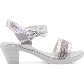 Resim Varkan Topuklu Kız Çocuk Sandalet Gümüş 
