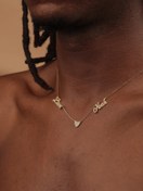 Resim eddiajewellery Size Özel Taşlı Iki Isimli Kalpli Aşk 14 Ayar Altın Kaplama 925 Ayar Gümüş Kolye 