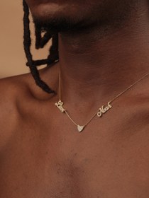 Resim eddiajewellery Size Özel Taşlı Iki Isimli Kalpli Aşk 14 Ayar Altın Kaplama 925 Ayar Gümüş Kolye 