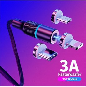 Resim 1/2/3 M 3a Manyetik Şarj Cihazı Mikro Usb-c C Tipi Kablolar Hızlı Şarj Usb Kablosu Manyetik Şarj Kablosu İçin Huawei İphone Uyumlu Veri Kablosu 