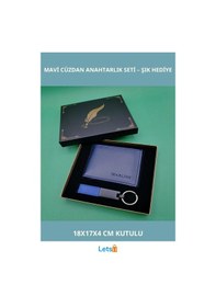 Resim Mavi Deri Cüzdan Ve Anahtarlık Seti Şık Tasarım Ve Yüksek Fonksiyonellik Çok Renkli 