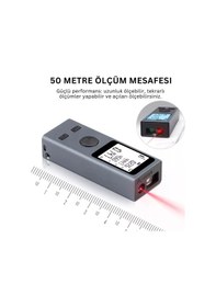 Resim Shopytech Mini Usb Şarjlı Lazer Metre 50 M Dijital Mesafe Ölçer Alan/hacim Hesabı Pisagor Sürekli Öl 1 Adet 