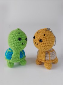 Resim JOYFULL TURTLE joyfull Turtle Amigurumi Kaplumbağa Anahtarlık - Yeşil & Turuncu İkili Set 