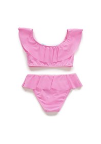 Resim Endeep Kız Çocuk Volanlı Aksesuarlı Açık Pembe Bikini Takımı Pembe 