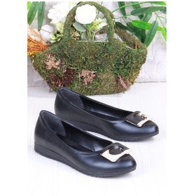 Resim Fort 6076 Zeyn Cilt Tokalı Detaylı Yumuşak Rahat Kadın Babet Sıyah 