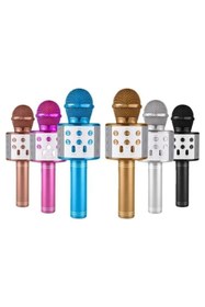Resim teknoparkx WİRELESS MİKROFON KARAOKE - HOPARLÖR USB ŞARJLI USB - TF - AUX RENKLİ KROM KAPLAMA PİL:800mAh - DC 5 