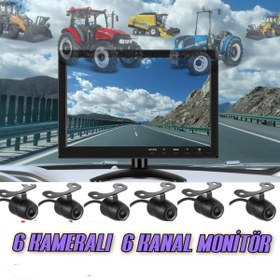 Resim 10 Inç 6 Kanallı 6 KELEBEK Kameralı Araç Monitörü Go-6006 Traktör Biçerdöver Ve Tüm Iş Makinelerine 12 VOLT KAYIT YAPMAZ 