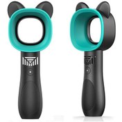 Resim Elde Taşınmış Soğutma Bladeless Fan Usb Mini Fan Masaüstü Bladess Fan Şarj Edilebilir Sessiz 3 Dişli Sevimli Siyah 