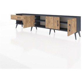 Resim Arges Tv Ünitesi 2 Raflı Tek Çekmeceli 3 Kapaklı 220x30x51 Antrasit-çam Atlas Çam/atlas Çam - Antrasıt 