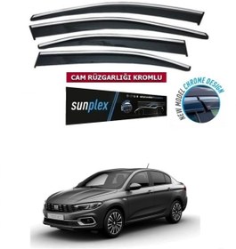 Resim SUNPLEX Fiat Egea Sedan 2016-2023 Kromlu Cam Rüzgarlığı (4 CAM SET) 