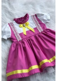 Resim Maşa Kız Çocuk Bebek Kostüm Tasarım Mor Elbise 001 