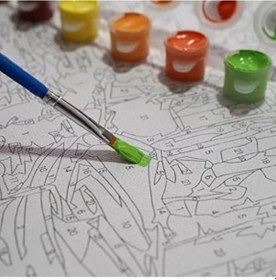 Resim Hobi Sanat Sayılarla Boyama Tuval Seti Fırça Boya Dahil Çıtalı 40x50 Cm - Yeşil Kapı 