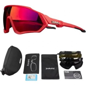 Resim Kapvoe Red Tornado Değişebilir 5 Lens Mtb Polarize Bisiklet Spor Dağ Kayak Gözlüğü 