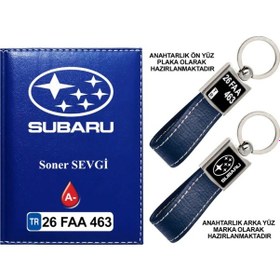 Resim Plakanıza Özel Subaru Logolu Lacivert Ruhsat Kabı Ve Anahtarlık 