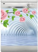 Resim NETWORK ART Bulaşık Makinesi Sticker Kaplama Beyaz Eşya Kaplama 3D Tünel Pembe Güller 
