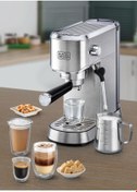 Resim Black Decker 15 Bar Espresso Makinesi - Gümüş Renk Süt Köpürtücü ile Cappuccino, Latte, Americano ve Macchiato 