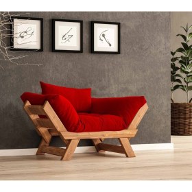 Resim Woodesk Adalar Masif Tik-Kırmızı Renk Berjer CPT8155-140 