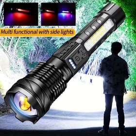 Resim 1 adet WUZHISHANG Süper Güçlü Şarj Edilebilir El Feneri Yan Işıklarla - 1500Mah Lityum Pil, USB Şarj, Dış Mekan Balıkçılığı, Avcılık ve Acil Durumlar İçin Dayanıklı, | Acil Aydınlatma | USB Şarj Edilebilir Lamba 