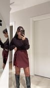 Resim Bordo Payet Detaylı Mini Etek 