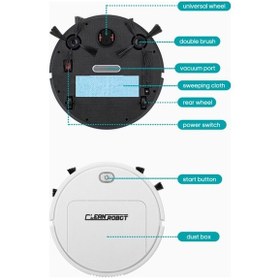 Resim Aitong 3 Ü 1 Arada Robot Süpürge & Paspas 500ml, Güçlü Emiş, Otomatik Engelden Kaçınma, Beyaz Beyaz 
