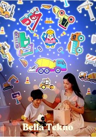 Resim Renkli Robot Projektör Lamba, Müzikli Gece Işığı, Eğitici Çocuk Oyuncağı-127591 