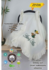 Resim Gros Shop Müslin Yeni Doğan 4katlı Organik %100pamuk Kişiye Özgü Nakışlı Hastane Çıkış Seti-yeşil Ayıcık Balon Ekru 