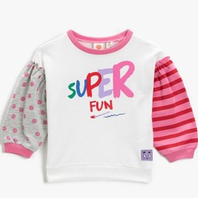 Resim Kız Bebek Pamuklu Baskılı Bisiklet Yaka Sweatshirt 