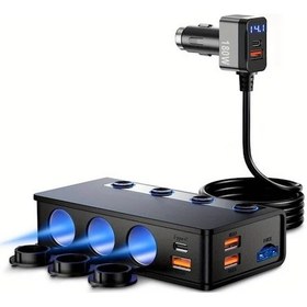 Resim Xuweiwei Tr-51 9u 1 Arada Araç Şarj Adaptörü 180w Çift Pd Qc3 Hızlı Şarj Cihazı 12v 24v İphone Uyumlu 16 15 14 Kamyonlar Ve Tüm Cihazlar İçin Kamp Adaptör 