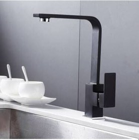 Resim Üso Su Armatürleri Siyah Kare Mutfak Eviye Bataryası Üso Gri 