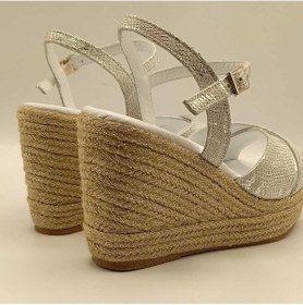 Resim Camelia Gümüş Deri Dolgu Topuk Sandalet Gümüş 