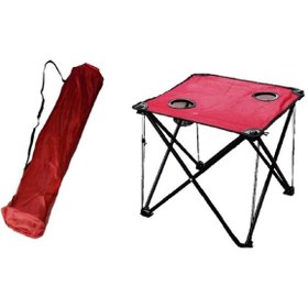 Resim Four Season 2 Kişilik Kare Katlanır Kamp Masası Kırmızı Taşıma Çantalı 47 Cm 
