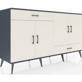 Resim Hyperion Konsol 5 Raflı 2 Çekmeceli 4 Kapaklı 176x44x99 Antrasit- Antrasit-aytaşı 