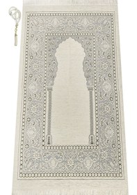 Resim Mihraplı Şönil Lüks Seccade - Gri Renk 