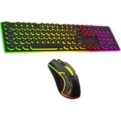 Resim ATAsoft ELEKTRONİK Since 2021 Rainbow Aydınlatmalı Daktilo Klavye Mouse Set 105 Tuşlu Led Işıklı Usb Kablolu Bkb8 Uyumlu 