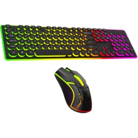 Resim ATAsoft ELEKTRONİK Since 2021 Rainbow Aydınlatmalı Daktilo Klavye Mouse Set 105 Tuşlu Led Işıklı Usb Kablolu Bkb8 Uyumlu 
