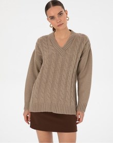 Resim Pierre Cardin Kadın Vizon Kazak /triko 50310890-vr052 Vizon 