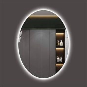 Resim Dnr-Mirror50 x Dnr-Mirror 70 cm Beyaz Ledli Elips Banyo Aynası Tuvalet Aynası 