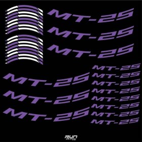 Resim Yamaha Mt25 Uyumlu Mor Jant Şeridi Sticker Çok Renkli 