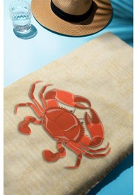 Resim Dijital Baskı Plaj Deniz Havlusu Yengeç Desenli Peştamal Hvl0122 Renkli 