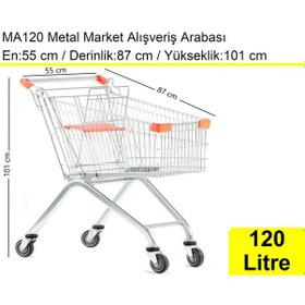 Resim Ma120 Metal Market Alışveriş Arabası 120 Litre / En:55 Boy:87 Yükseklik:101 Cm 