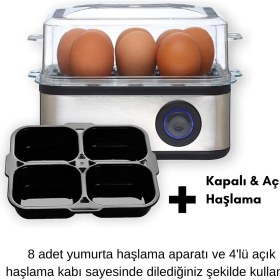 Resim Rowenger 08-Egg 8'li Yumurta Pişirme Makinesı Yumurta Haşlama Makinesı Otomatik Kapanma 