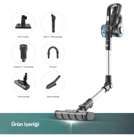 Resim Homend Dustrider 1264H Şarjlı Turbo Başlıklı Dikey Süpürge Siyah 