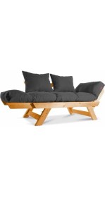 Resim Mobil Deco Kombin Wood Ahşap Iki Kişilik Koltuk Bahçe Koltuğu Yataklı Gürgen Füme 