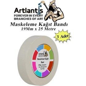 Resim Artlantis Maskeleme Bandı Kağıt Bant 19 mm 25 Metre 3 Adet Boya Bantı 