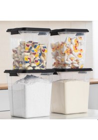 Resim Porsima 4370 4 Lü Mega Boy Hava Geçirmez Deterjan Saklama Kabı Erzak Saklama Kabı Seti Gri 7,5lt Şefaf 