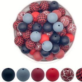Resim 30 adet Kontrollü ve Mermer Desenli Silikon Boncuklar - DIY Takılar, Anahtarlık, Telefon Kayışları ve Daha Fazlası İçin Çeşitli Renkler - El Sanatları ve Ev Dekoru İçin Mükemmel, El Sanatları Aksesuarları | Kontrollü Desen | Pürüzsüz Dokusu 
