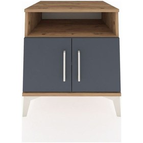 Resim Kronos Komodin 2 Raflı 2 Kapaklı 60x59x64 Çam-antrasit Çam 