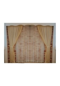 Resim Fil Dişi Renk Fon Kadife Perde Çift Kanat 1/3 Sık Pileli Dikim V-03 Fildişi 