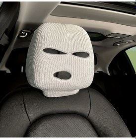 Resim Globalbloom Beyaz 1 Adet Balakava Tasarımlı Araç Başlığı Kılıfı Esnek Polyester 