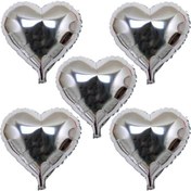 Resim Genel Markalar htshop Kalp Şekilli Gümüş Renk o Balon 45 cm 5 Adet kdstore 1092444 